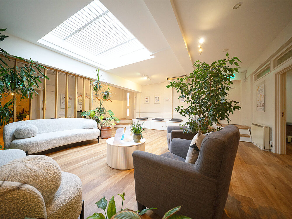 The skylit lounge at the Light Centre in Belgravia